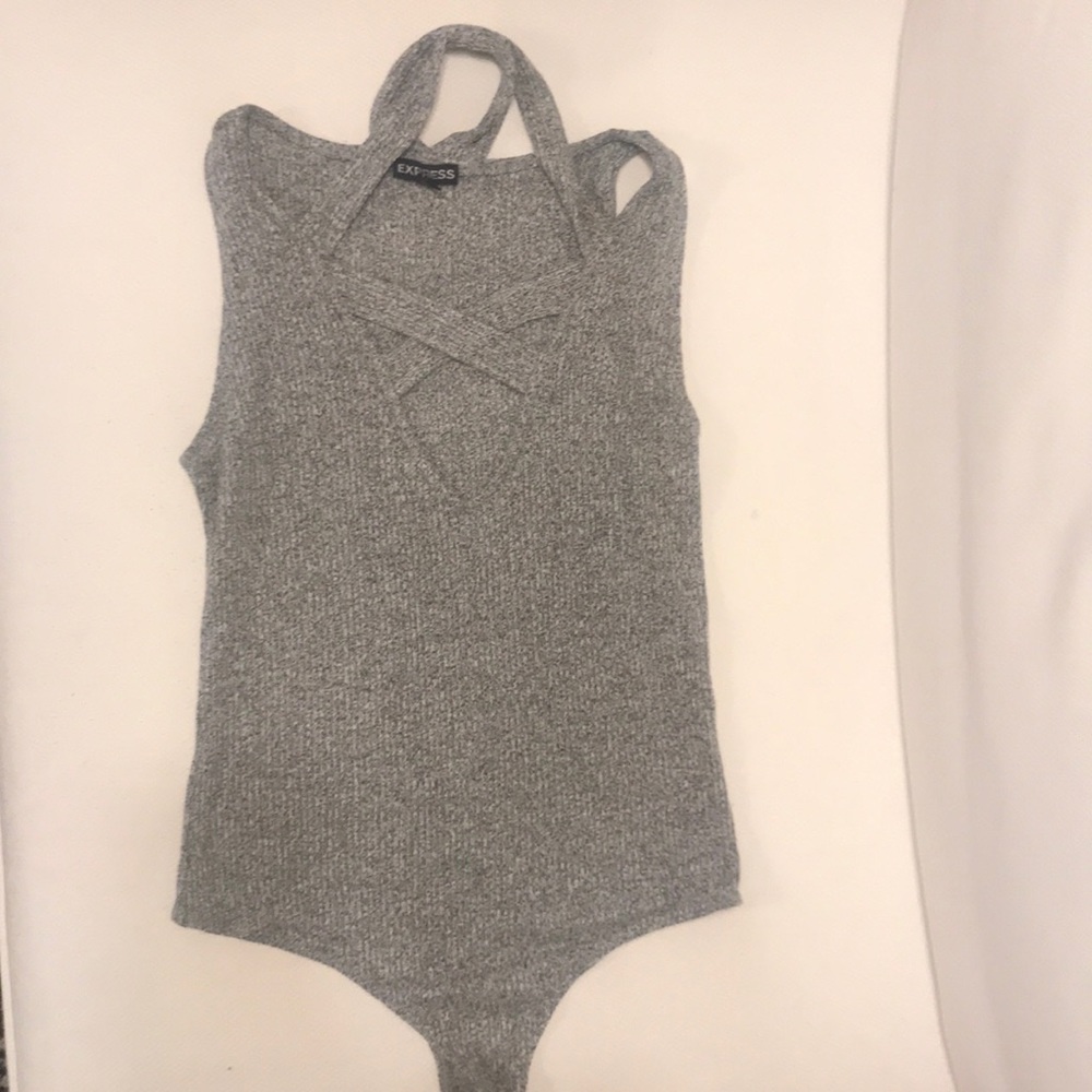 Heather gray crisscross top